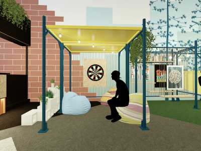 ...un giardino interno dove rilassarsi e presentare libri...